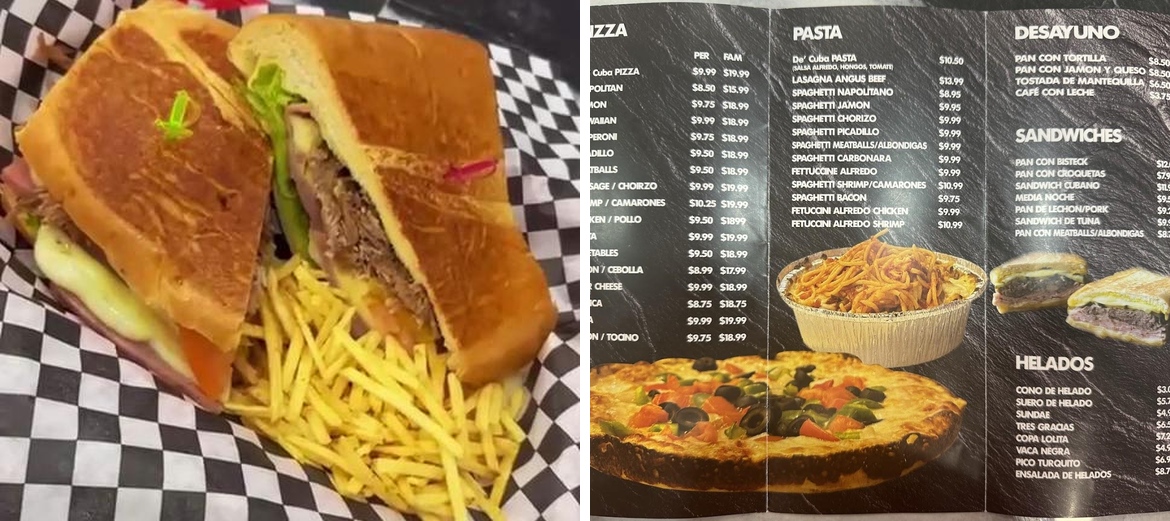 De' Cuba Menu